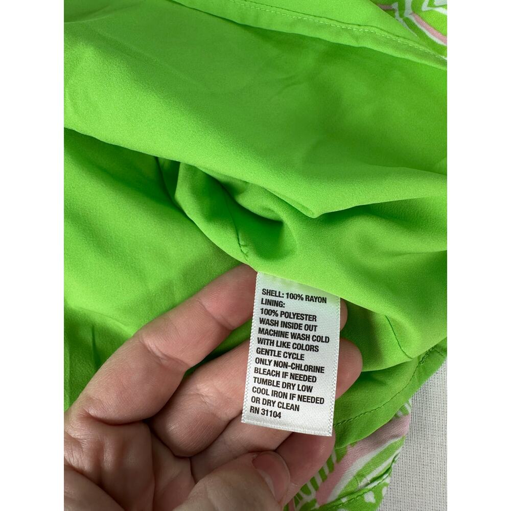 NWT Crown & Ivy Women sz S Pink Green V Neck Shift Dress Coastal Preppy Workwear - Picture 9 of 9
